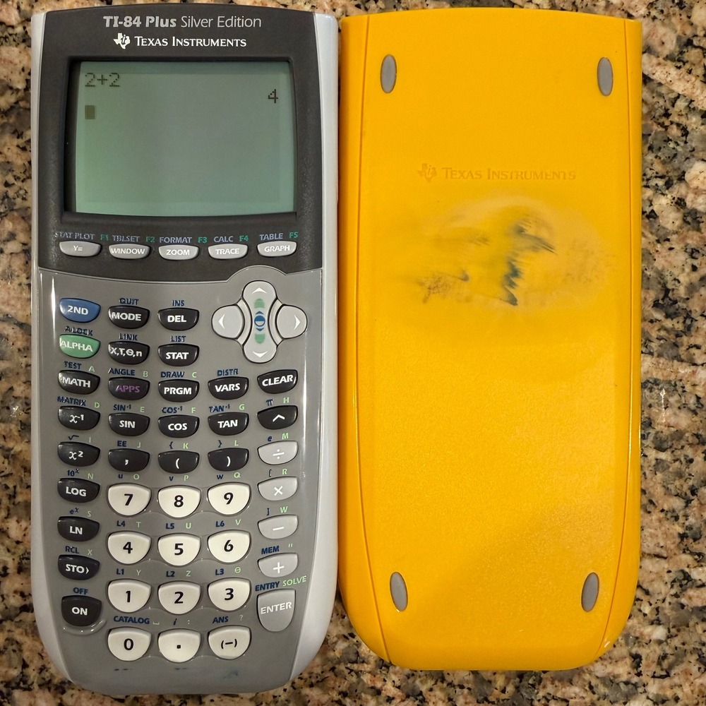 TI-84 Plus Silver Edition Calculator Texas Instruments Yellow Tested Works